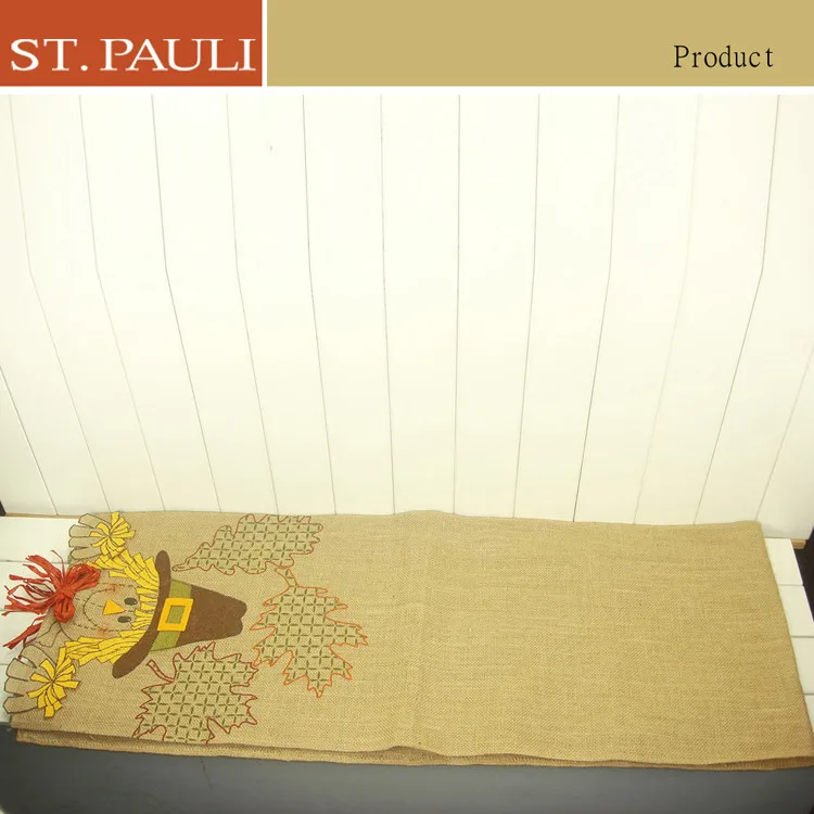 
thanksgiving scarecrow design handmade decorative linen tablecloth for home decoration 