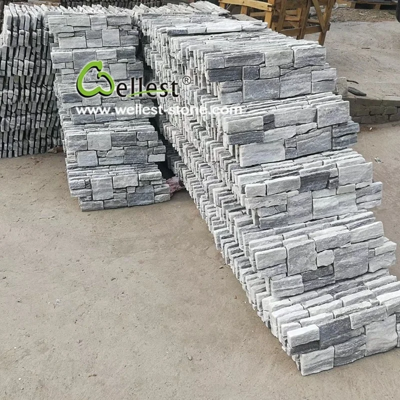 Natural white grey color concrete culture stone wall cladding panel