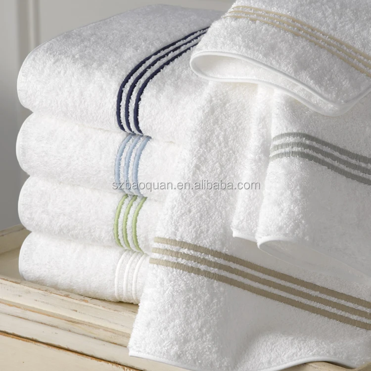 Custom 100% Cotton Baht Towel Manufacture Wholesale Dobby Border White Color 5 star Luxury Hotel Towels