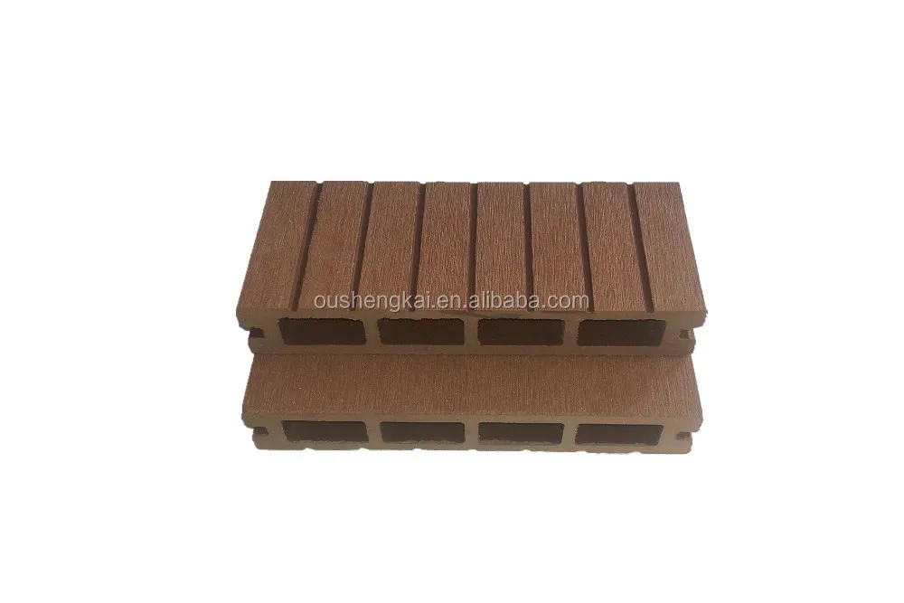 
Cheapest Timber Grain Wood Plastic Composite Flooring Hollow WPC Decking Boards 