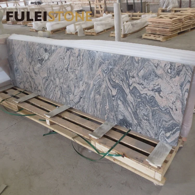 Polished Sand Wave Granite Juparana slab and cut to size high quality