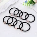 Promotion Gift Black High Elastic Hair Band Bow Star Mk Heart Alloy Connector Women Hair Rings