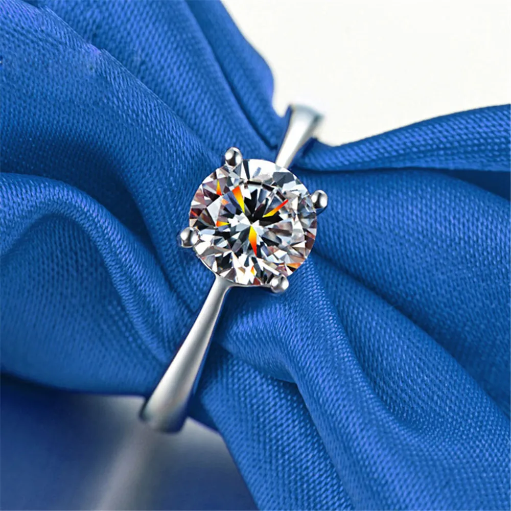 
Lightweight Rings 925 Sterling Silver/Brass Round CZ Wedding Bands Jewelry Gifts Size 6-9# 