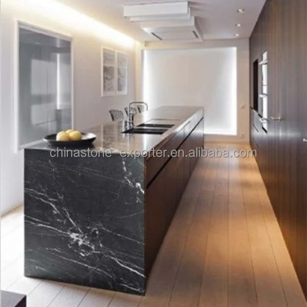 
Black nero marquina marble kitchen island countertop 