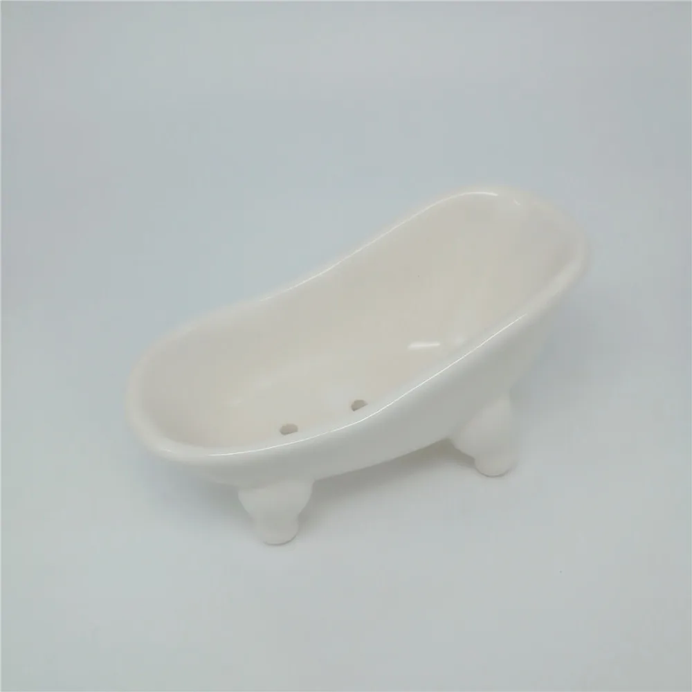 Home decoration Mini white ceramic bathtub soap dish or flower planter pot