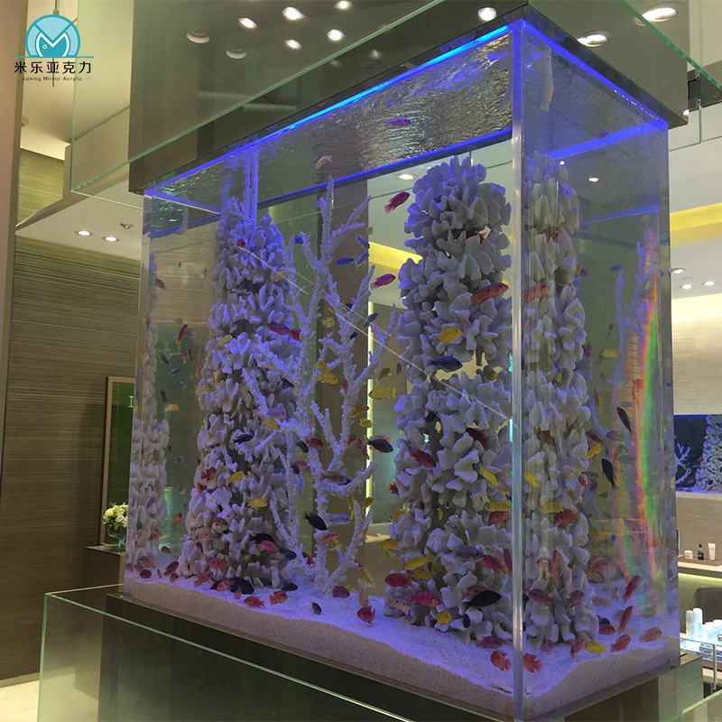 Custom design wall mounted artificial accessories aquarium fish tank large