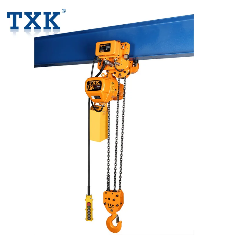 TXK 7,5 ton 3 цепь двухскоростная таль с электрической тележкой