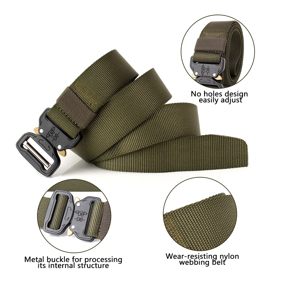 1.75 Inch Tactical Nylon Belt Adjustable Webbing Riggers Web Belt with Heavy-Duty Quick-Release Metal Buckle