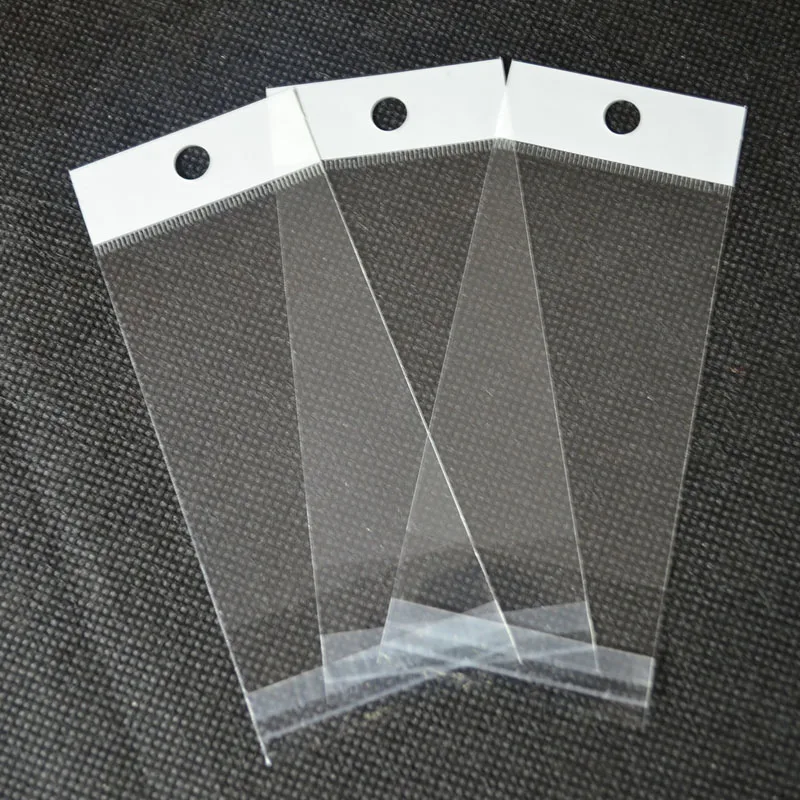 China YiWu supplier small mini transparent clear self adhesive opp header plastic packing bags with custom logo