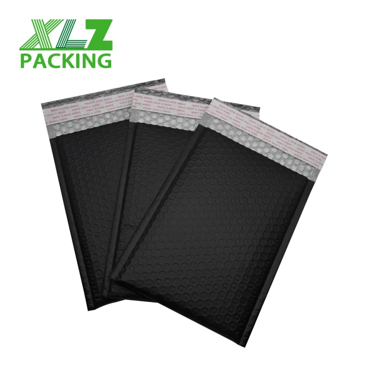 Printed Matte Black Colored Plastic Bubble Mailer Padded Bag