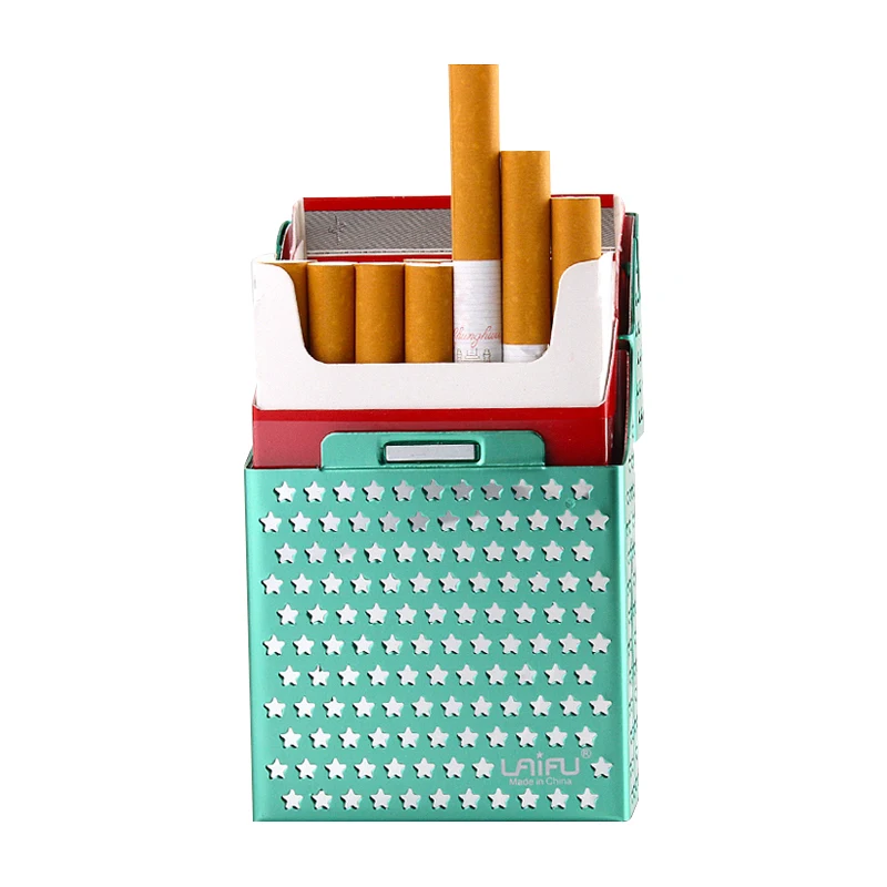 2017 China hot cigarette box hollow metal 20 cigarette packs 010050a