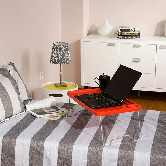 
MOQ500PCS 10 years export experience folding Promotion plastic bed bed tray laptop lap desk mount computer table with metal leg 
