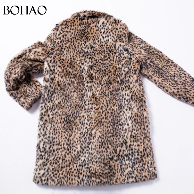 
2017 New Fashion Thick Leopard Fake Fur Coat Women 