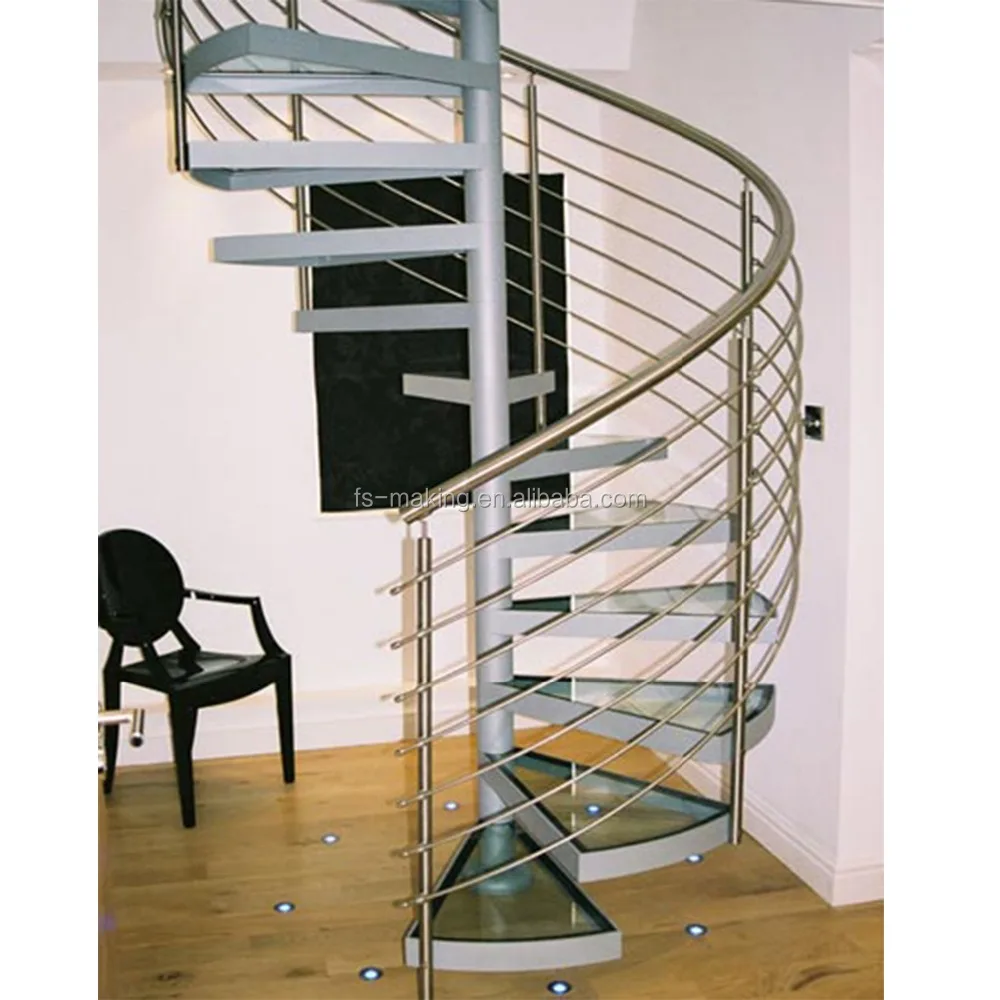 Spiral Stairs Stair Type and Stainless Steel Stair Material Spiral Staircases Used/glass step tread/glasss balustrade