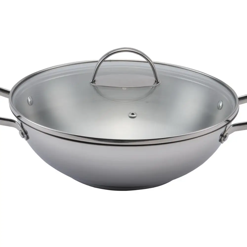 ВОК из нержавеющей стали с двумя вспомогательными ручками, Индукционная посуда, пароварка, кастрюли для приготовления пищи