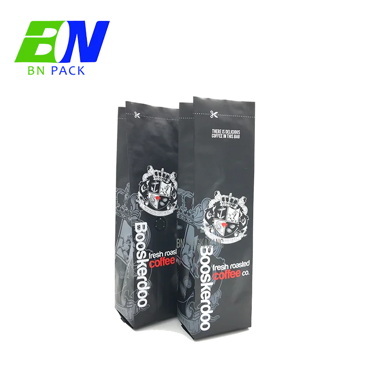 Flexible kraft compostable sachets side gusset food packaging bags coffee bag with degassing valve