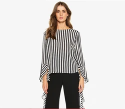 OEM/ODM Customized Fashion Ladies Summer Long Ruffle Sleeves Office Blouse