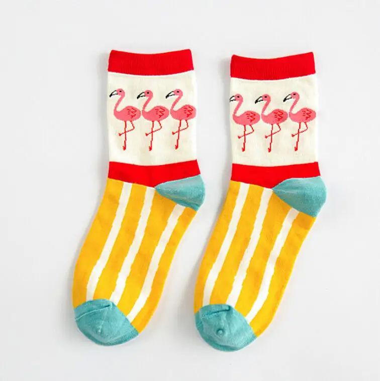 Womens Girls Cute Funny Socks Casual Crew Animal Flamingo Knitted Cotton sock