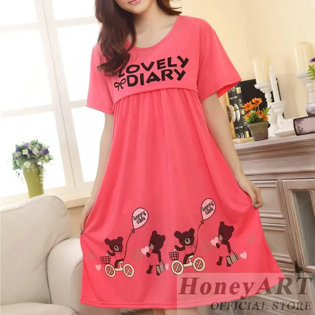 Women cute cartoon casual breast feeding summer nursing pajamas short sleeve maternity clothing pijama lactancia FF926