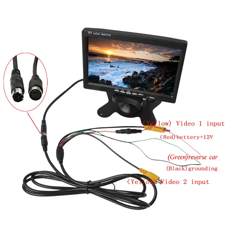  7 дюймов HD 800*480 цветной TFT ЖК-экран Автомобильный монитор для камеры заднего