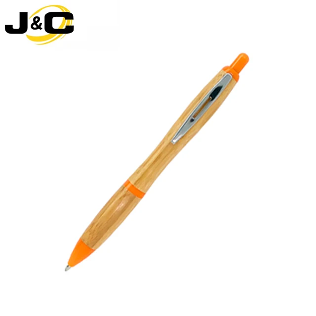 
Top selling retractable bamboo pen with colored matching trims 