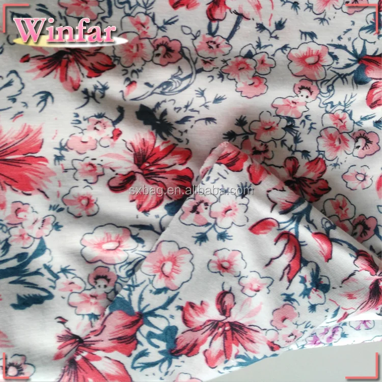 Cheap Single jersey spandex knitting printed rayon fabric viscose wholesale