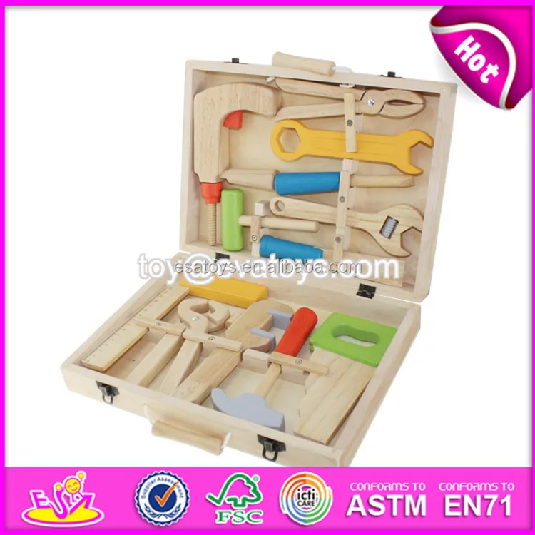 Hot sale preschool toy wooden kids tool kit best design diy wooden kids tool kit W03D018