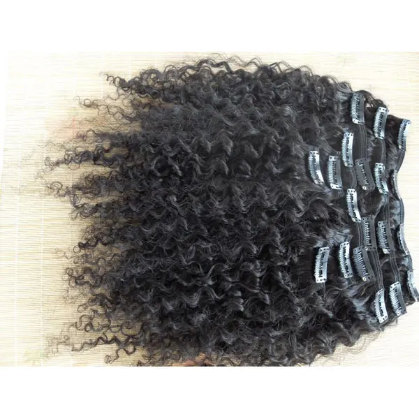 
Manufacture Stock Offer Kinky Curly Clip in Hair Extensions Human Unprocessed Mongolian Hair Clip In 100% Human Hair Extensions 