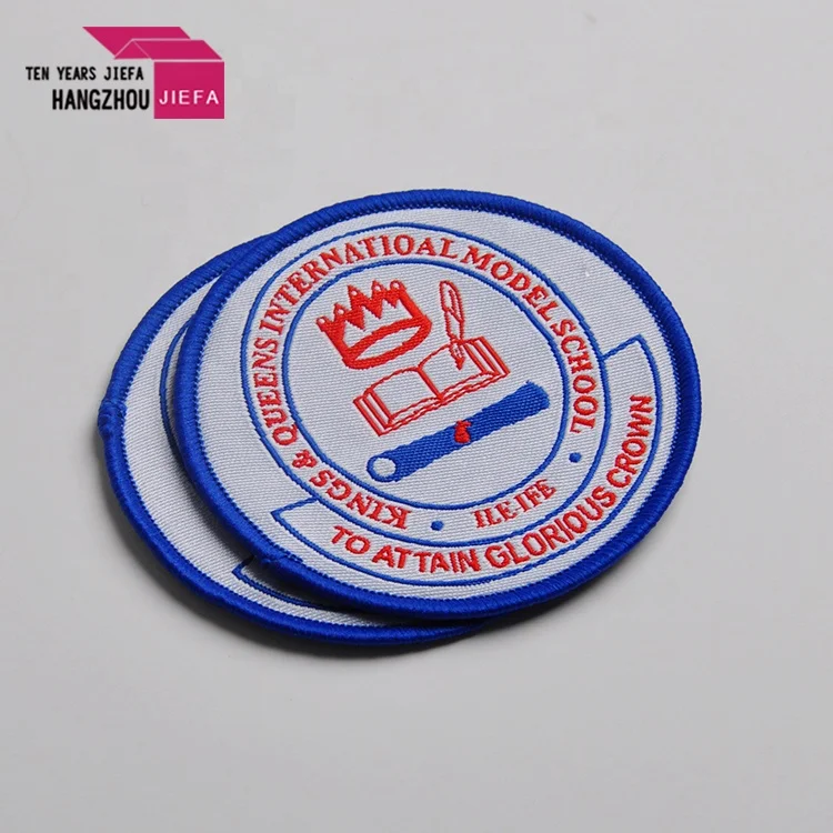 Customized Shape Colorful Overlock High Density Custom Embroidered Woven Patch for Clothes and Cap