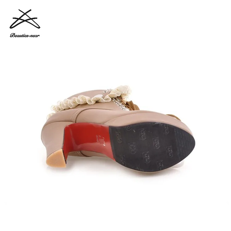 2018 Autumn shoes big size high heel women ankle boots rubber boots