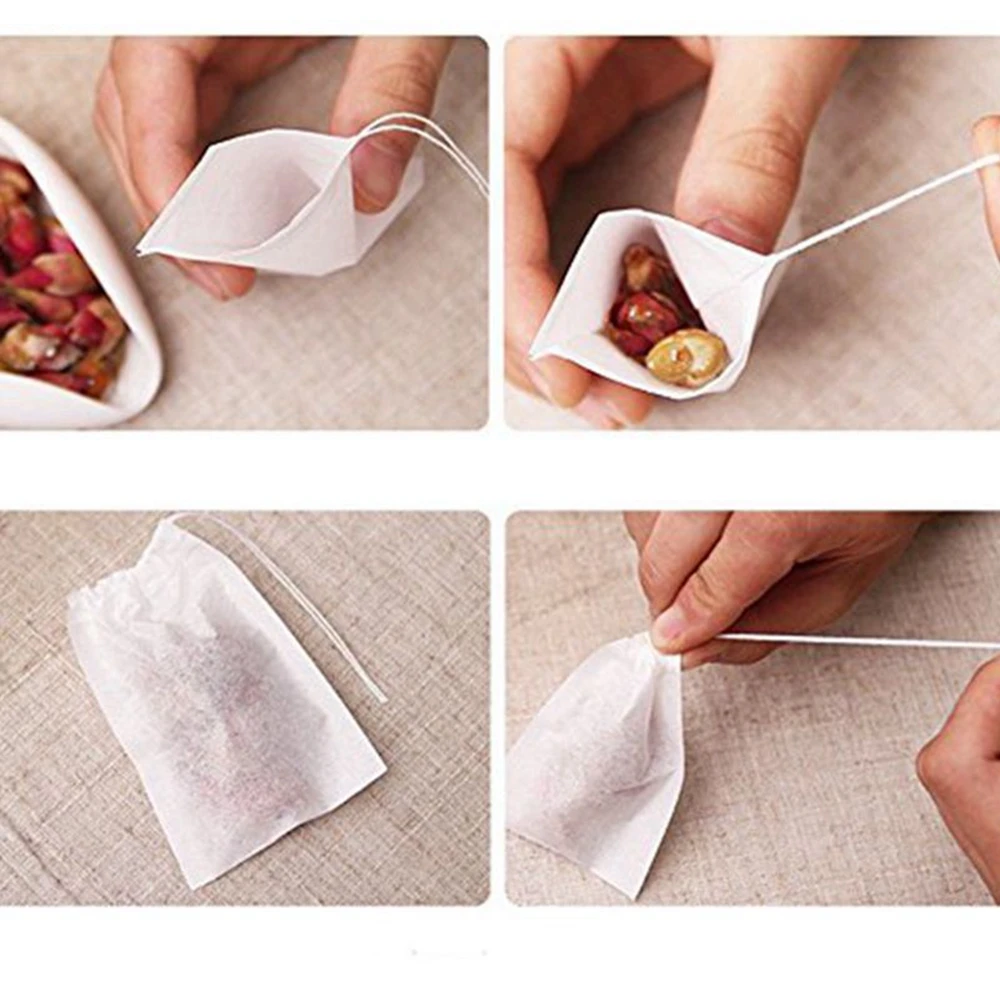
Sweettreats 100Pcs/Lot coffee Teabags 5.5 x 7CM Empty Scented Tea Bag With String Heal Seal Filter Paper for Herb Loose Tea 