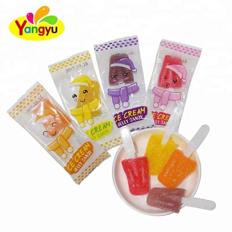Hot selling  ice cream shape jelly sweet candy in bag Soft candy