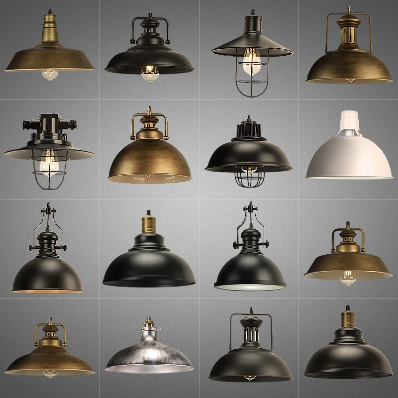 
 Винтажная люстра в стиле ретро, медный металлический подвесной светильник черного цвета в стиле лофт, железная промышленная люстра с одним проводом  