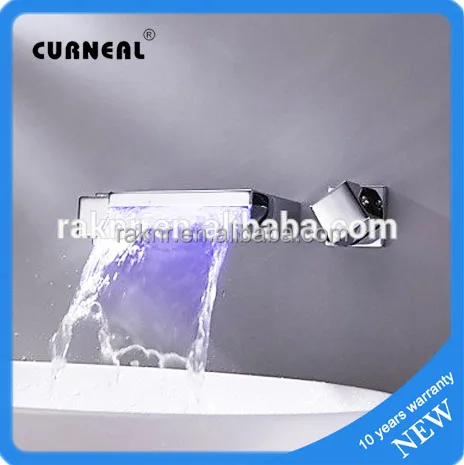 LED Waterfall 3 Hole Bathroom Faucet Basin Taps