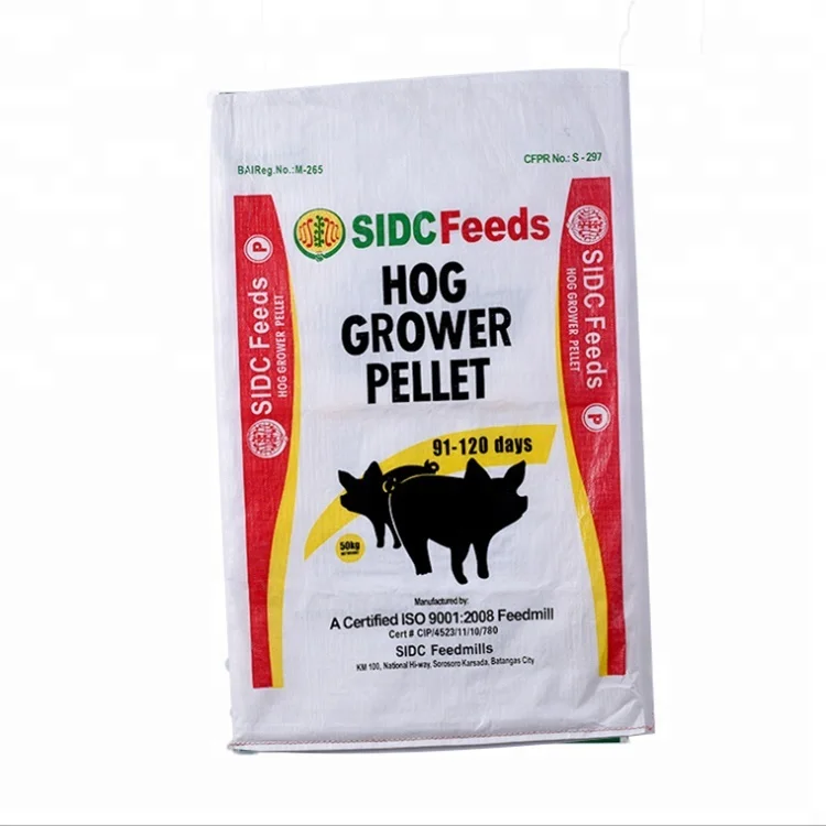 
China Wholesale big packaging hay poultry pet fish shrimp chicken horse Reusable Laminated PP woven feed bag 