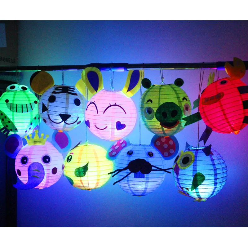 3-24 Inch Wholesale Eco-friendly Multi-colored paper lantern with led lights paper lantern lights led