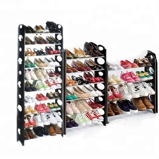 10-Tier 30 Pair Adjustable Free Standing Space Saving Utility Storage Organizer, Unit Entryway Hallway Shelf Shoe Tower