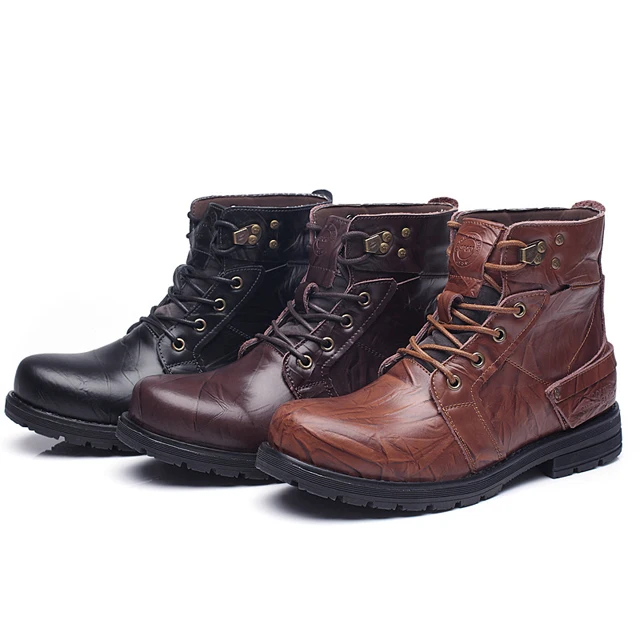 
Men Outdoor Leather Army Combat Boots Desert Hiking Sport Casual Waterproof Shoes for Work Trainers Walking Dairy Wear 