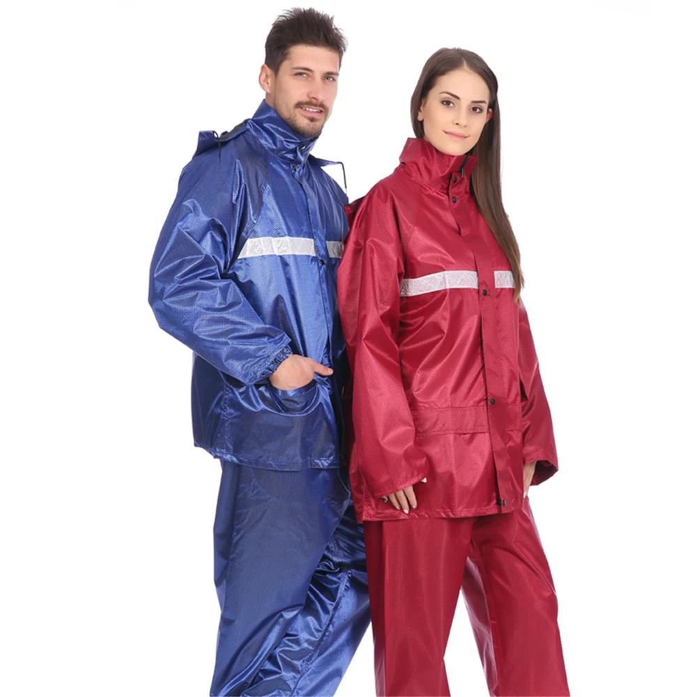 waterproof Breathable mesh cloth two layers durable for men Jacquard Fabric PVC rain suit jacket & trouser suit raincoat