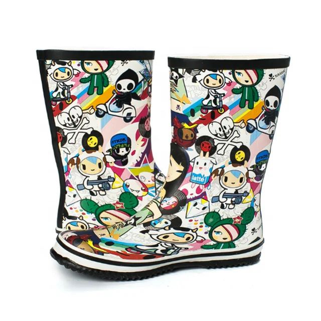 Hot selling Hot Sale Korean fashion graffiti cartoon rain shoes for sext ladies waterproof antislip rubber boots