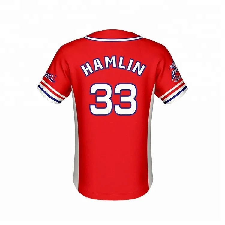 Wholesale red color Baseball uniform full sublimation design by own design OEM baseball jersey for team