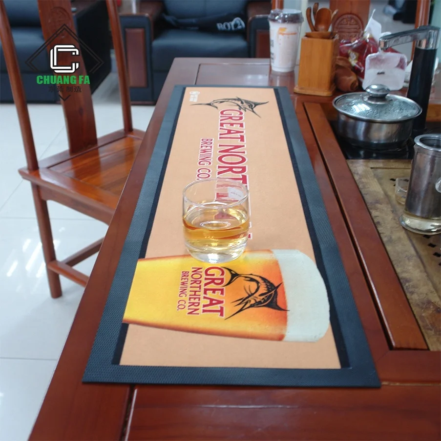 
Quality factory professional custom personalized rubber non-woven fabric sublimation transfer printing absorbent bar mat 