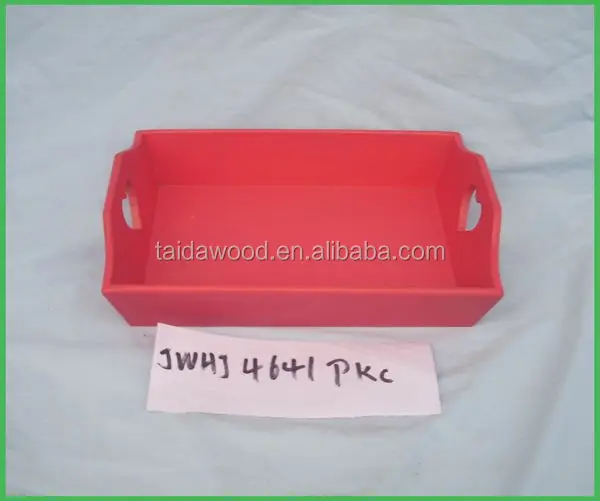 painted storage fruits/red stain wooden tray / wooden crates/ box with rope handle for home, shop, market
