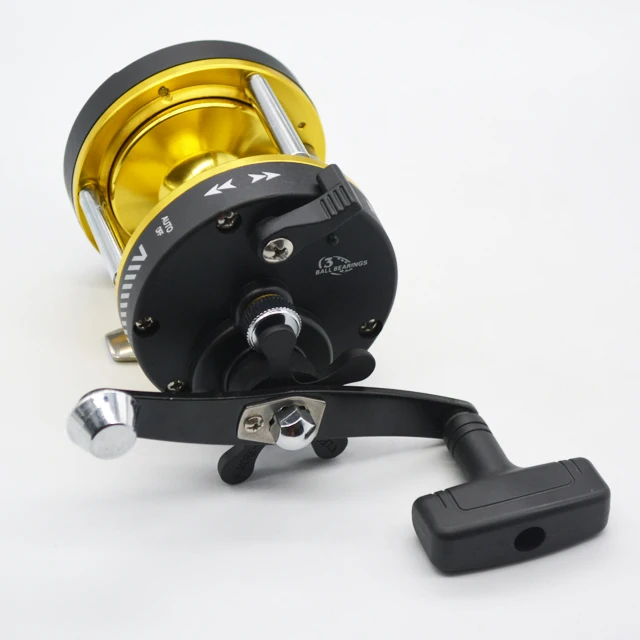 Wholesale CT100 Aluminum Baitcasting Reel 3:8:1 Gear Ratio3 Ball Bearing Pure Metal Casting Reel Drum Wheel Boat Sea Fishing