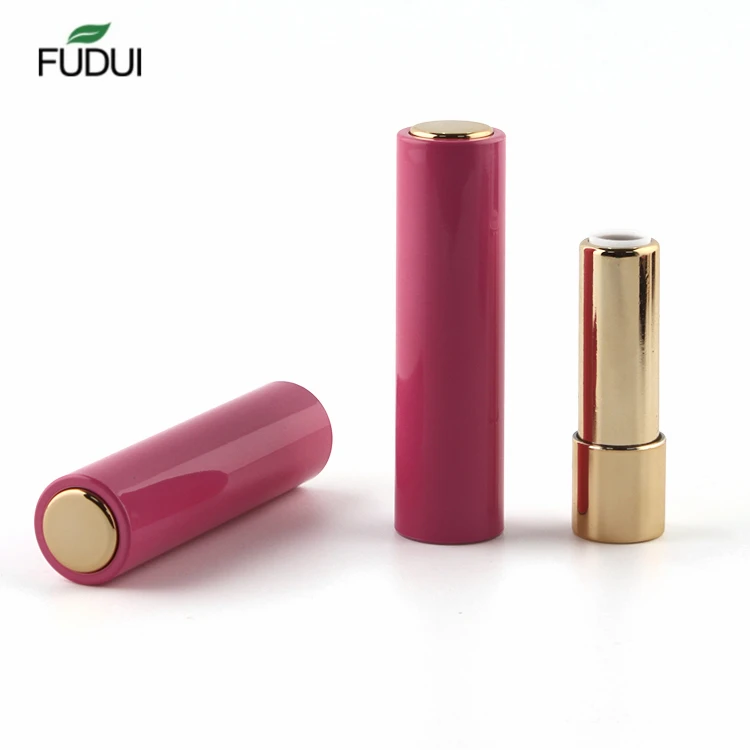
FUDUI factory direct sales High quality color push type gold now round metallized fashion customize mini empty lipstick tube 