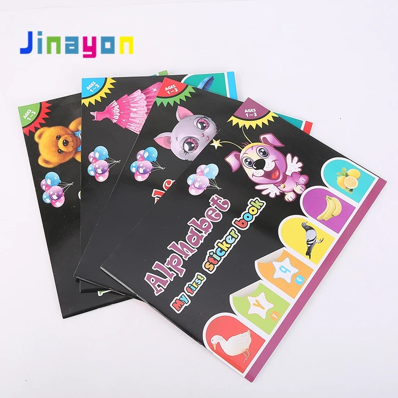 Jinayon Early Education Pre-K Custom Children Coloring Painting Pencil Drawing Book with Cartoon Stickers