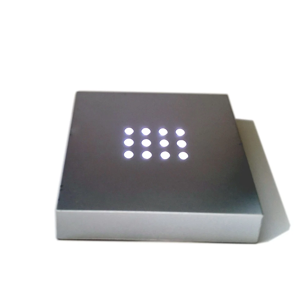 
10 x 10 cm Silver Plastic Color changing Square led light bottle stand for decoration 