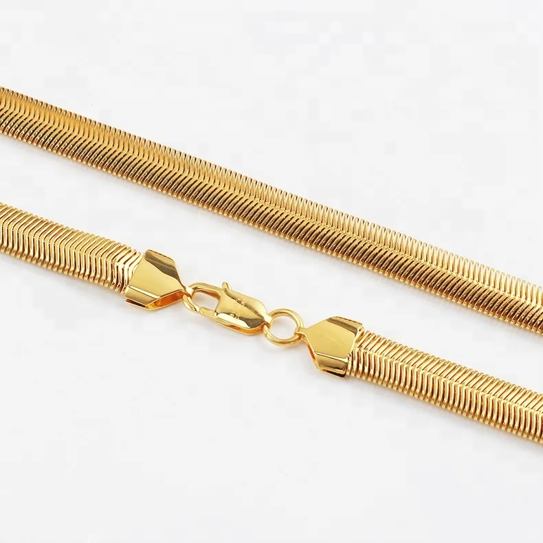 Золотая сменная цепочка змеи в елочку OUMI из нержавеющей стали