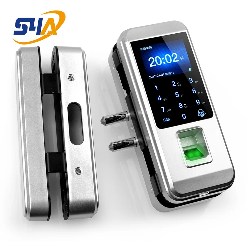 Zinc alloy office Smart Remote Control Fingerprint rf door lock for glass