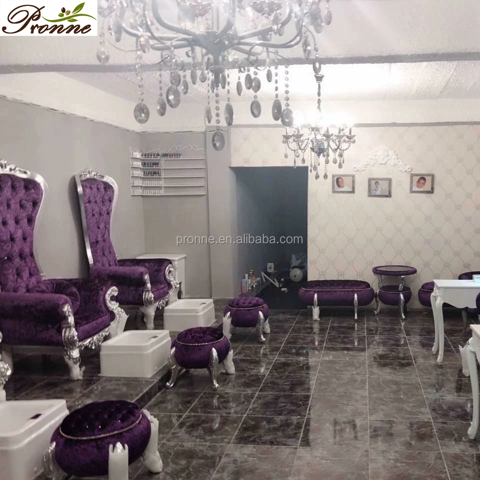 Foshan furniture purple velvet beauty sex nude girls spa massage chair